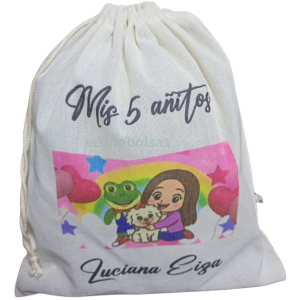 mochila de tocuyo delgado con cordones ajustables