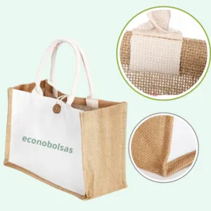 Bolsa Premium de Yute con Frente de Lona + Asas de Lona en Lima