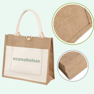 Bolsa de yute/arpillera con bolsillo frontal