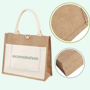 Bolsa de yute/arpillera con bolsillo frontal