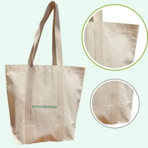bolsa de tocuyo grueso con asas de lona reforzada