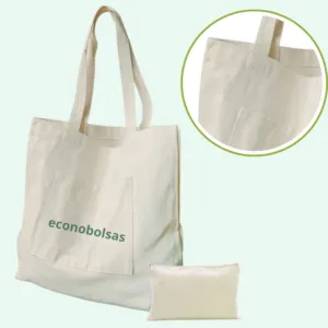 bolsa de tocuyo grueso con base con bolsillo + cartuchera en gamarra