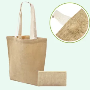 bolsa de yute con base con asas de lona en gamarra
