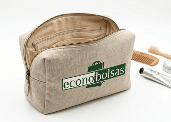 Cartucheras y Neceseres en Telas Ecológicas neceser personalizado con logo corporativo